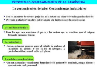 PRINCIPALES CONTAMINANTES DE LA ATMÓSFERA
 