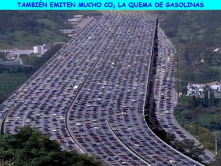 TAMBIÉN EMITEN MUCHO CO2 LA QUEMA DE GASOLINAS
 