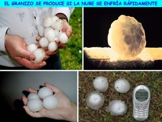 EL GRANIZO SE PRODUCE SI LA NUBE SE ENFRÍA RÁPIDAMENTE
 