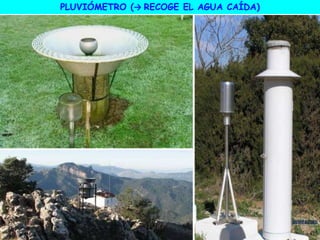 PLUVIÓMETRO (→ RECOGE EL AGUA CAÍDA)
 