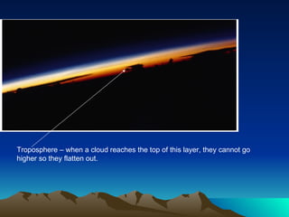 Troposphere – when a cloud reaches the top of this layer, they cannot go higher so they flatten out. 