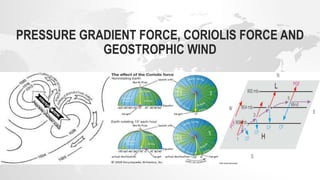 PRESSURE GRADIENT FORCE, CORIOLIS FORCE AND
GEOSTROPHIC WIND
 