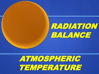 RADIATION
BALANCE
ATMOSPHERIC
TEMPERATURE
 