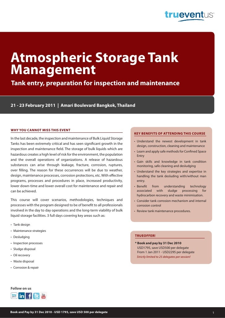 Atmospheric Storage Tank Management 21 23 February 2011 Amari