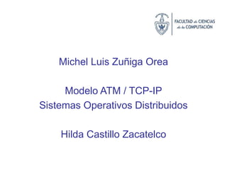 Michel Luis Zuñiga Orea
Modelo ATM / TCP-IP
Sistemas Operativos Distribuidos
Hilda Castillo Zacatelco
 