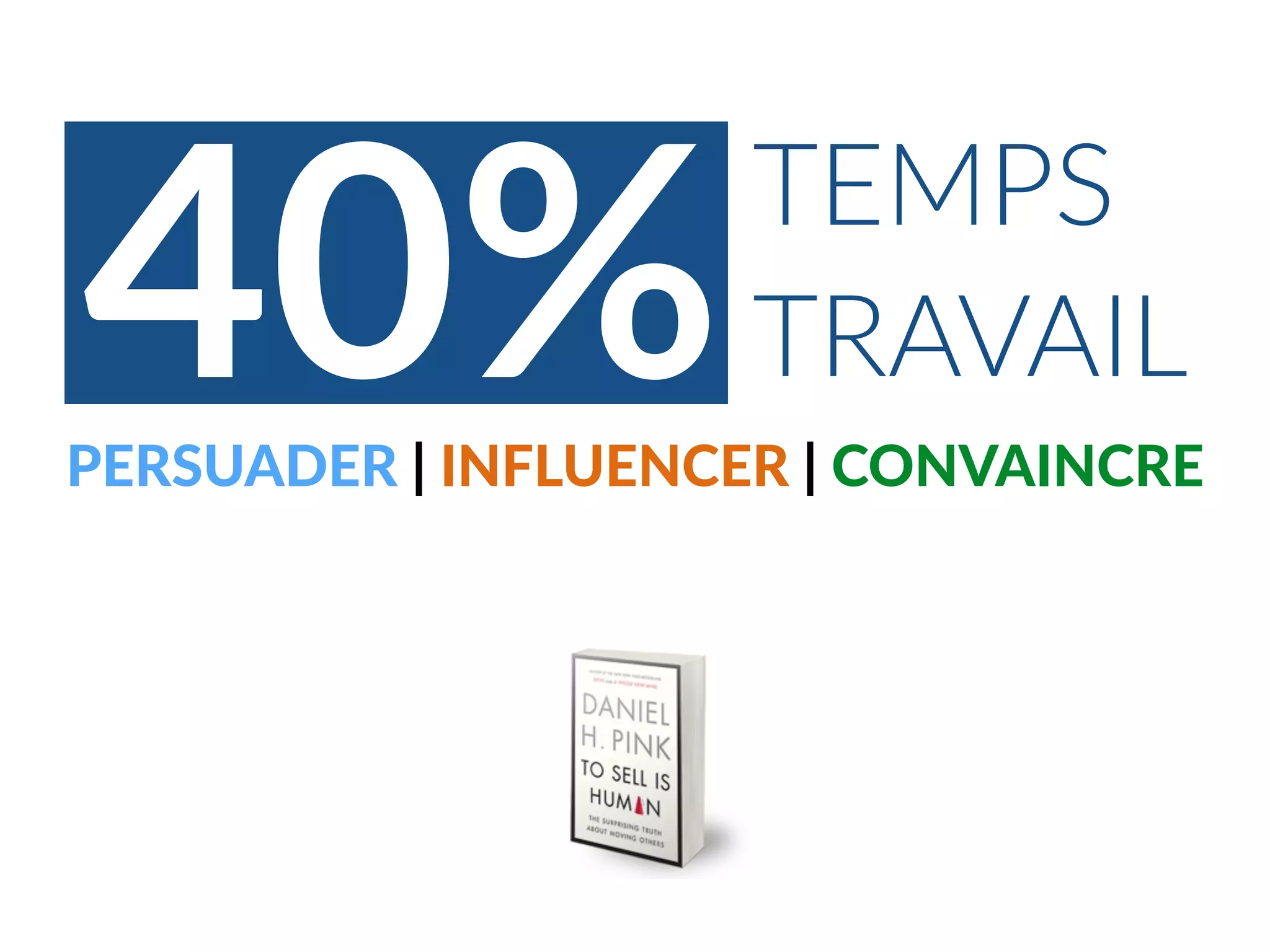 40%TEMPS
TRAVAIL
PERSUADER | INFLUENCER | CONVAINCRE