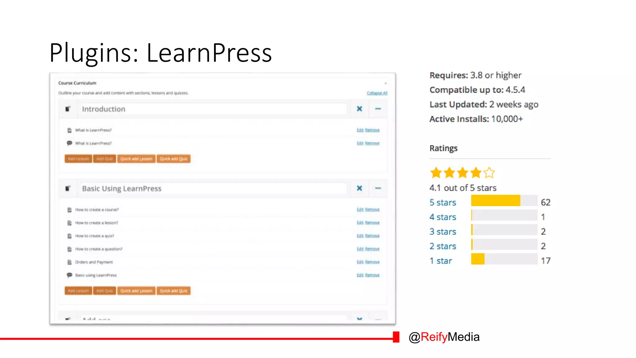 Plugins: LearnPress
@ReifyMedia
 