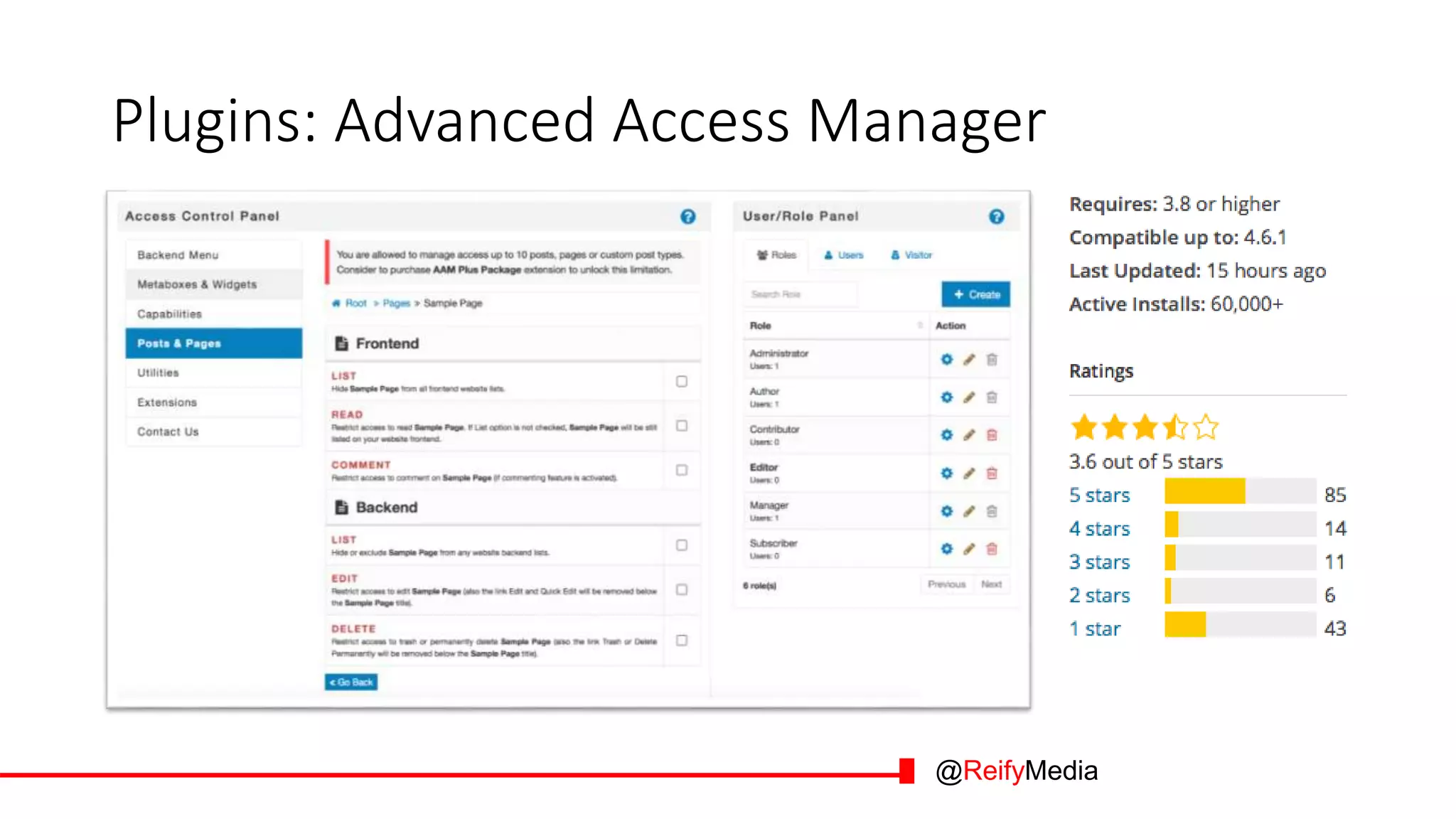 Plugins: Advanced Access Manager
@ReifyMedia
 