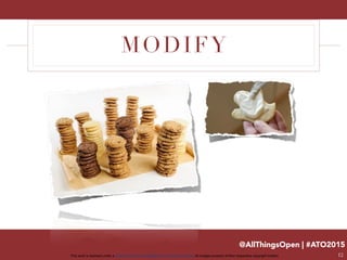 @AllThingsOpen | #ATO2015
This work is licensed under a Creative Commons Attribution 3.0 Unported License. All images property of their respective copyright holders
MODIFY
12
 