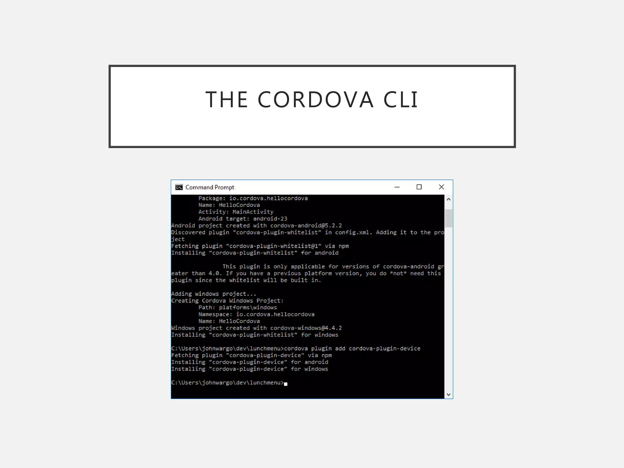 THE CORDOVA CLI
 