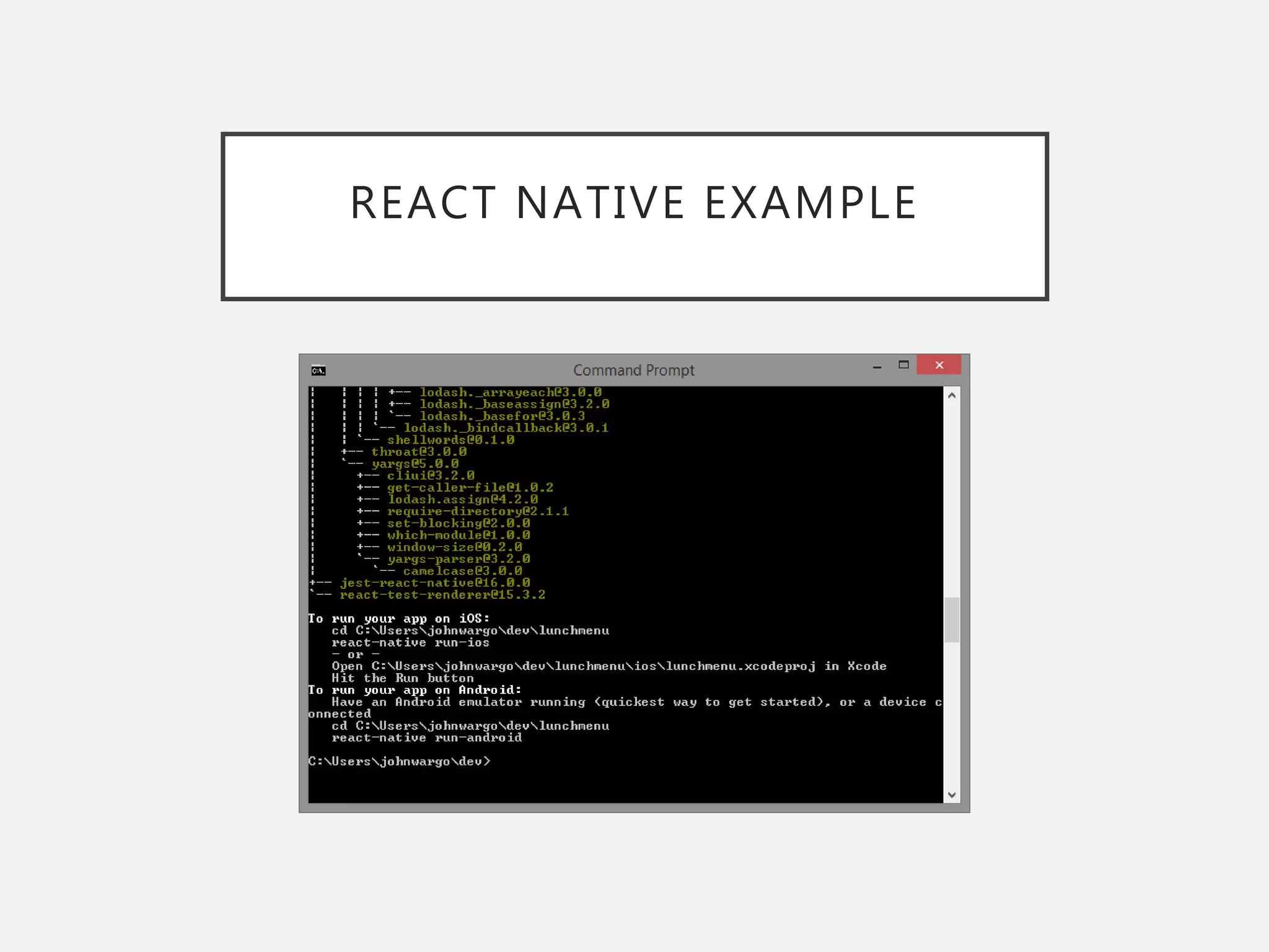 REACT NATIVE EXAMPLE
 