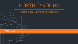 NORTH CAROLINA
Open Source, OpenPublic, OpenShift
 