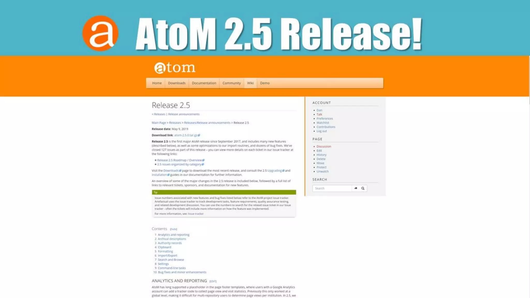 AtoM 2.5 Release!
 