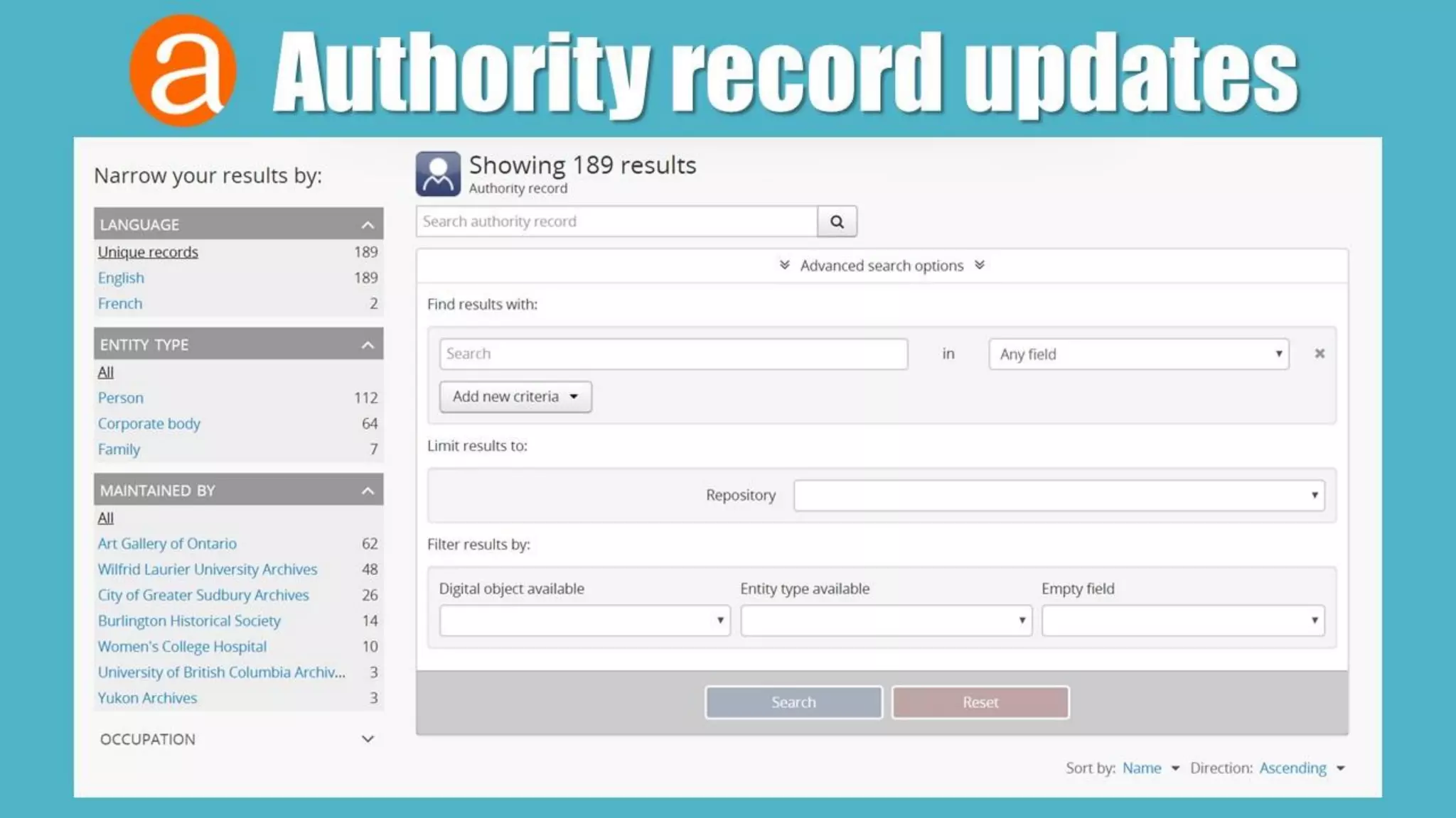 Authority record updates
 