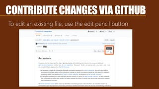 To edit an existing file, use the edit pencil button
CONTRIBUTECHANGESVIAGITHUB
 