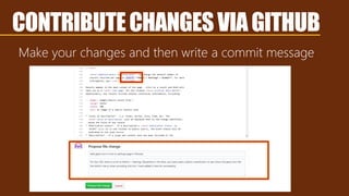 Make your changes and then write a commit message
CONTRIBUTECHANGESVIAGITHUB
 