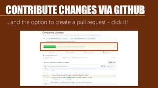 …and the option to create a pull request - click it!
CONTRIBUTECHANGESVIAGITHUB
 