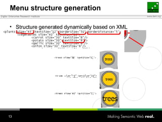 Menu structure generation Structure generated dynamically based on XML 
