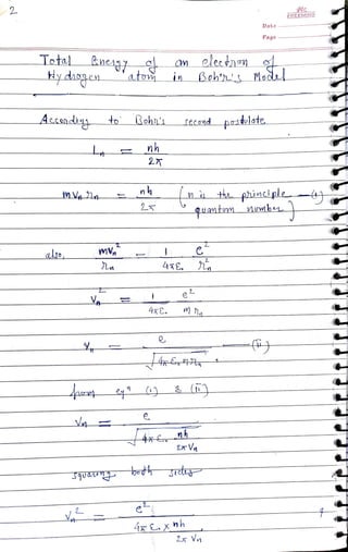 Atoms Class 12 Notes.pdf class 12 physics atoms chapter important notes | PDF