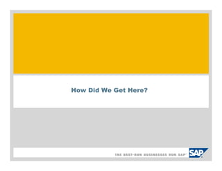 How Did We Get Here?
 