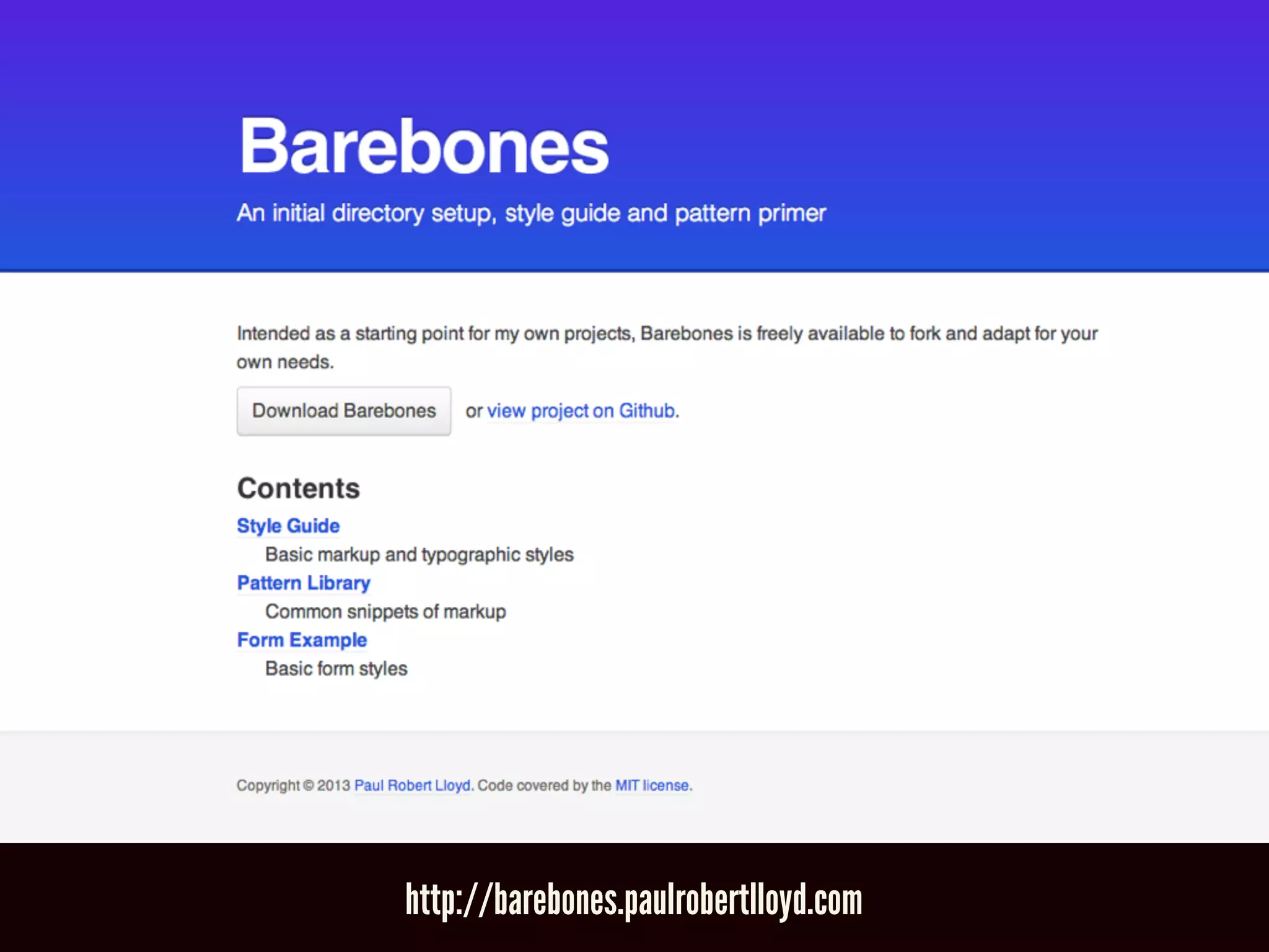 http://barebones.paulrobertlloyd.com
 