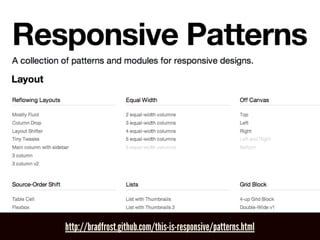 http://bradfrost.github.com/this-is-responsive/patterns.html
 
