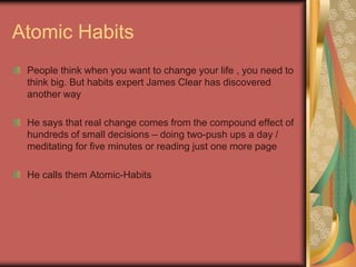 10 Life-Changing Lessons from Atomic Habits (Book Summary) by James Clear 
