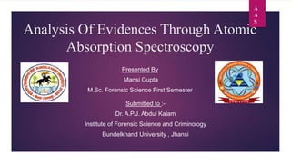 Chapter 3. Atomic Absorption Spectrometry In Forensics Analysis – UWVUE