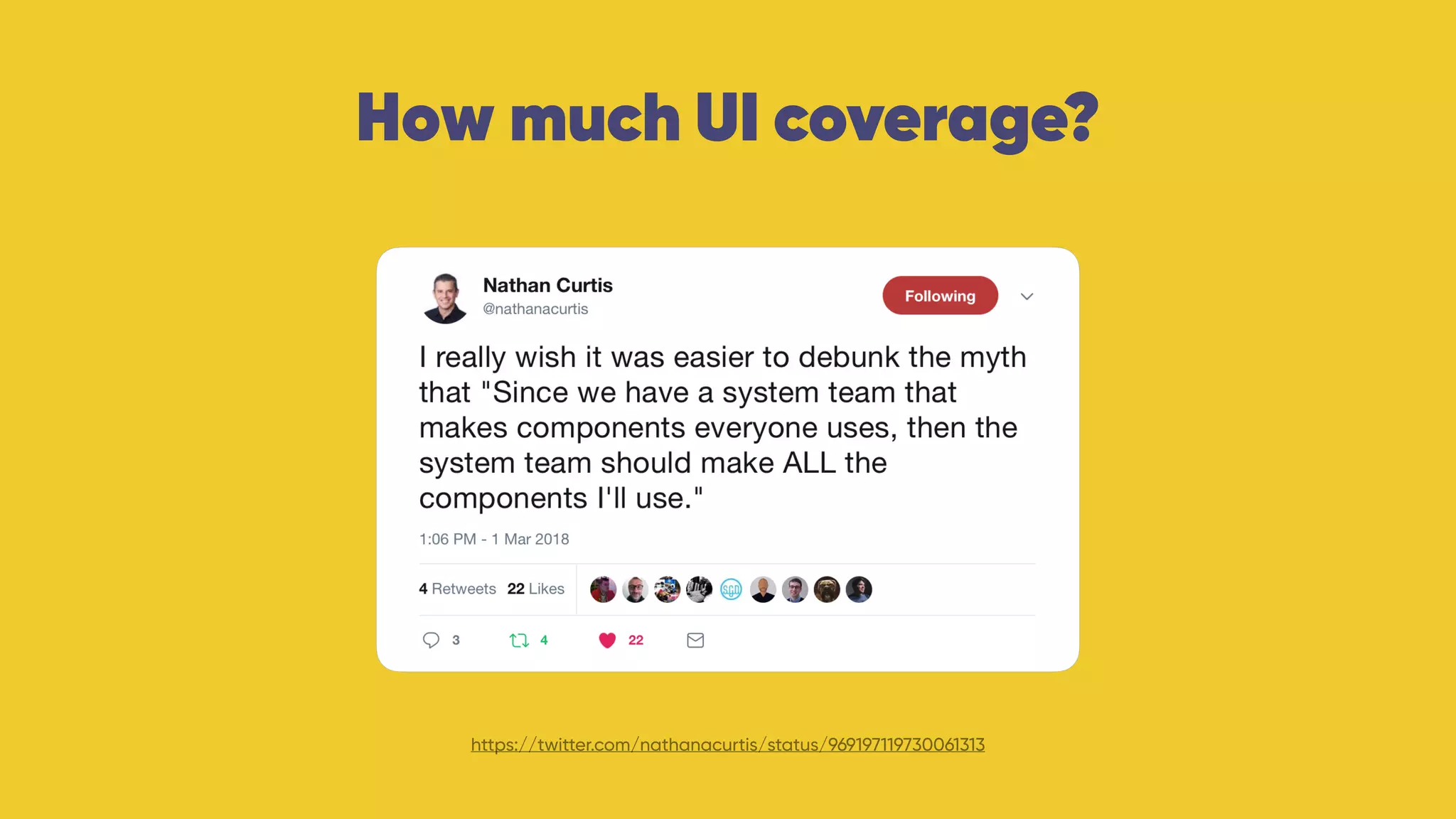 How much UI coverage?
https://twitter.com/nathanacurtis/status/969197119730061313
 