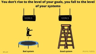 GOALS GOALS
Bad system Good system
You don’t rise to the level of your goals, you fall to the level
of your systems
Atomic Habits
@hii_vad
 