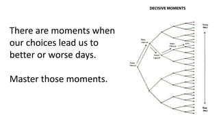 There are moments when
our choices lead us to
better or worse days.
Master those moments.
 