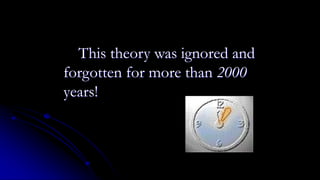 This theory was ignored and
forgotten for more than 2000
years!
 