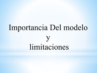 Importancia Del modelo 
y 
limitaciones 
 
