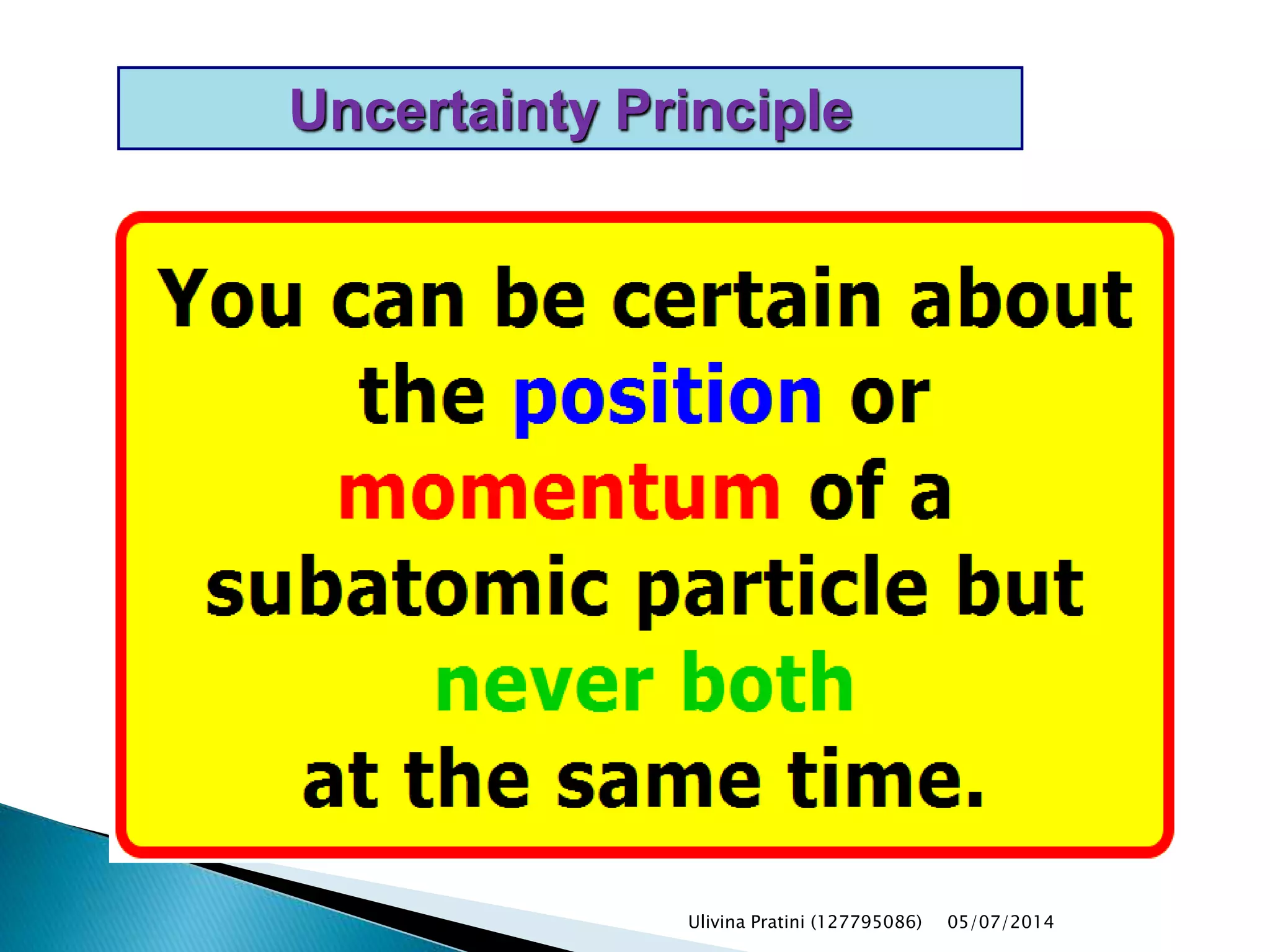 05/07/2014Ulivina Pratini (127795086)
Uncertainty Principle
 