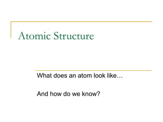 Atomic Structure
What does an atom look like…
And how do we know?
 