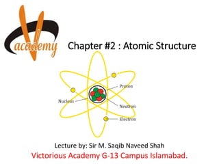 Chapter #2 : Atomic Structure
Lecture by: Sir M. Saqib Naveed Shah
Victorious Academy G-13 Campus Islamabad.
 