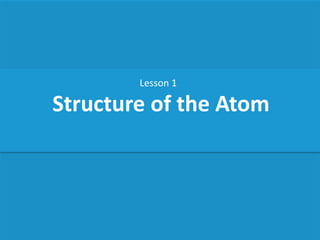 Structure of the Atom
Lesson 1
 
