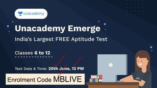 Enrolment Code MBLIVE
 