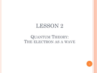LESSON 2
QUANTUM THEORY:
THE ELECTRON AS A WAVE
28
 