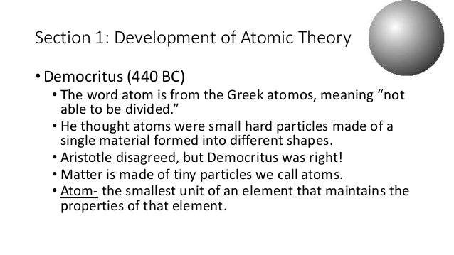 How did democritus contribute to the atomic theory