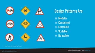 Design Patterns Are:
Polaris Industries PG&A UX Team - March 2017
alfonso.moreno@polaris.com
Modular
Consistent
Learnable
Scalable
Re-usable
* Road Vector Art Created by Freepic
 