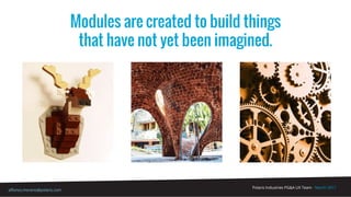 Polaris Industries PG&A UX Team - March 2017
alfonso.moreno@polaris.com
Modules are created to build things
that have not yet been imagined.
 