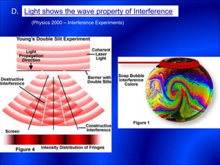 Light shows the wave property of Interference.
(Physics 2000 – Interference Experiments)
D.
 