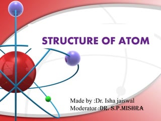 STRUCTURE OF ATOM
Made by :Dr. Isha jaiswal
Moderator :Dr. S.P.MISHRA
 