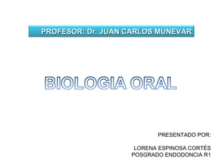 PROFESOR: Dr. JUAN CARLOS MUNEVAR




                          PRESENTADO POR:

                    LORENA ESPINOSA CORTÉS
                   POSGRADO ENDODONCIA R1
 