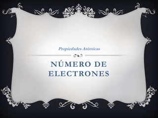 NÚMERO DE
ELECTRONES
Propiedades Atómicas
 