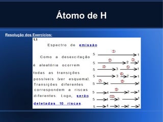 Átomo de H Resolução dos Exercícios: