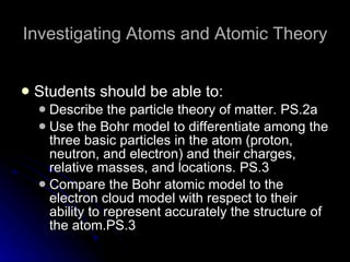 Investigating Atoms and Atomic Theory ,[object Object],[object Object],[object Object],[object Object]