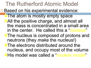 The Rutherford Atomic Model ,[object Object],[object Object],[object Object],[object Object],[object Object],[object Object]