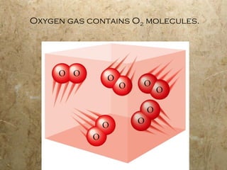 Oxygen gas contains O 2  molecules. 